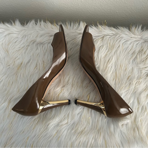 Jimmy Choo Evelyn Brown Peep Toe Heels - Picture 8 of 11